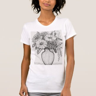 T-shirt Serenity in Still Life : Vase and Flower Sketch