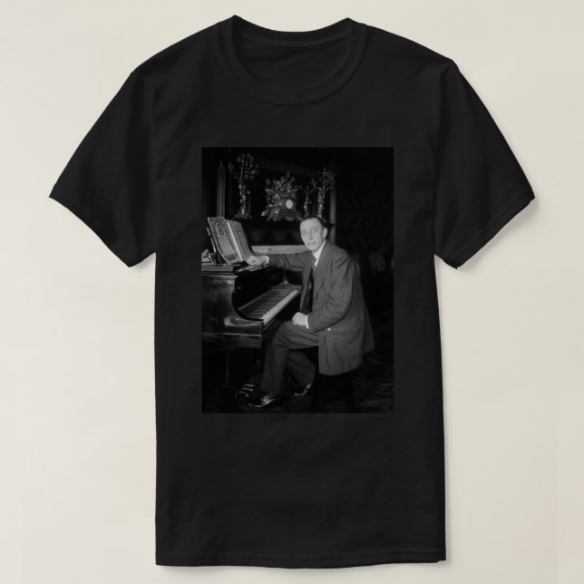 T-shirt Sergei Rachmaninoff Au Piano - Vers 1915 Photo (Design devant)
