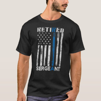 T-shirt Sergent de police à la retraite cadeau Thin Blue L