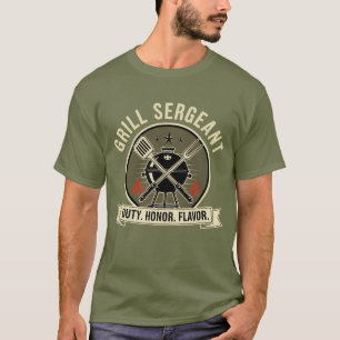 T-shirt Sergent Grill - Militaire BBQ Papa Emblem