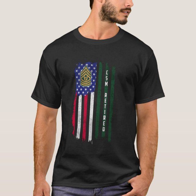 T-shirt Sergent-major commandement retraité E-9 CSM Rang A (Devant)