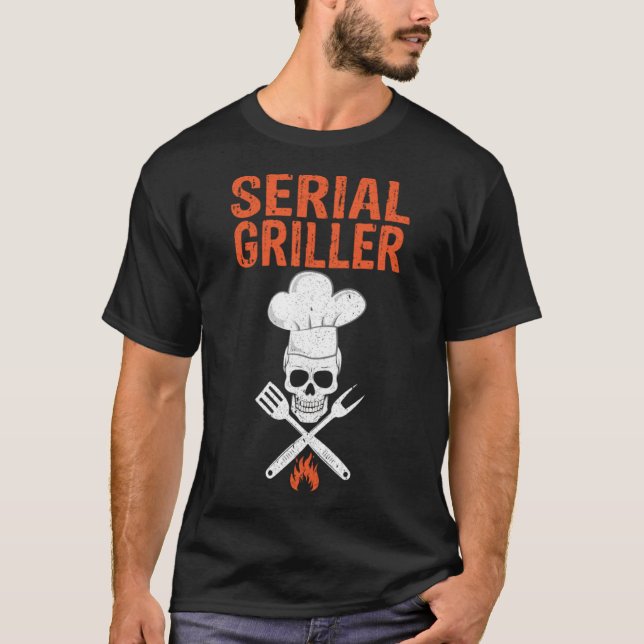 T-shirt Serial Griller Barbecue Master Grill Sergeant Sort (Devant)