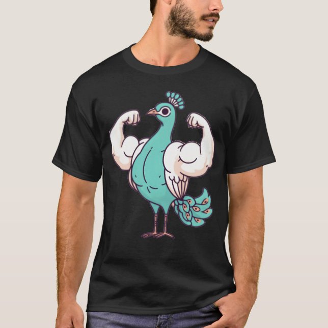 T-shirt Série d'animaux musclés Paon (Devant)