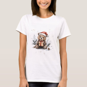 T-shirt Série de Noël animal bébé ours Père Noël