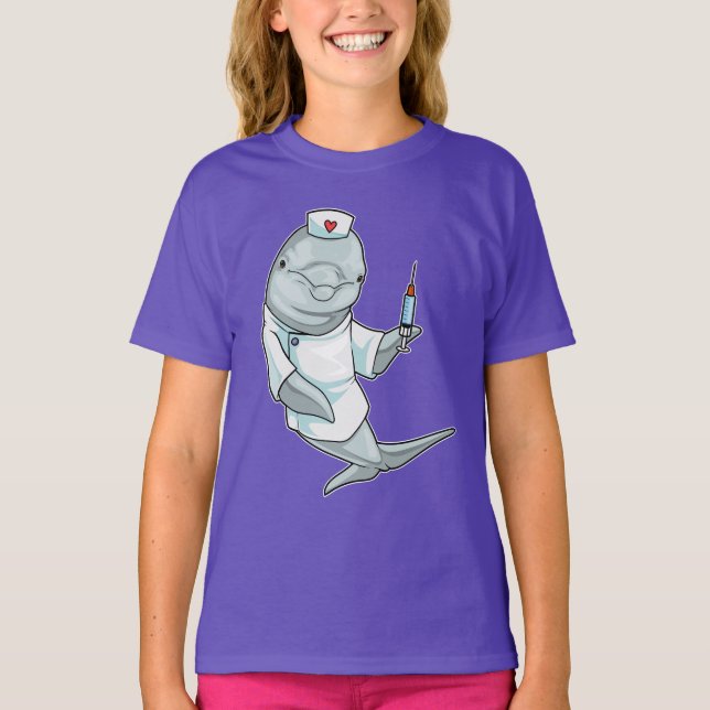 T-shirt Seringue pour dauphin infirmière (Devant)