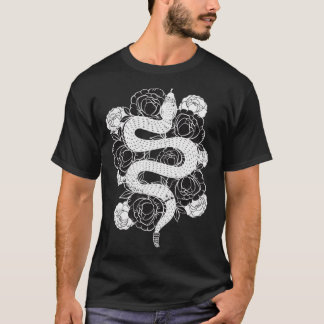 T-shirt Serpent à fleurs rose