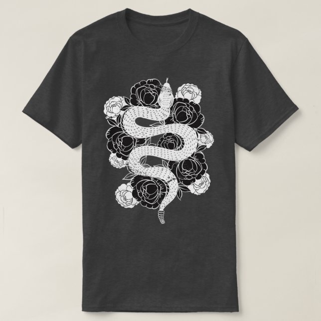 T-shirt Serpent à fleurs rose (Design devant)