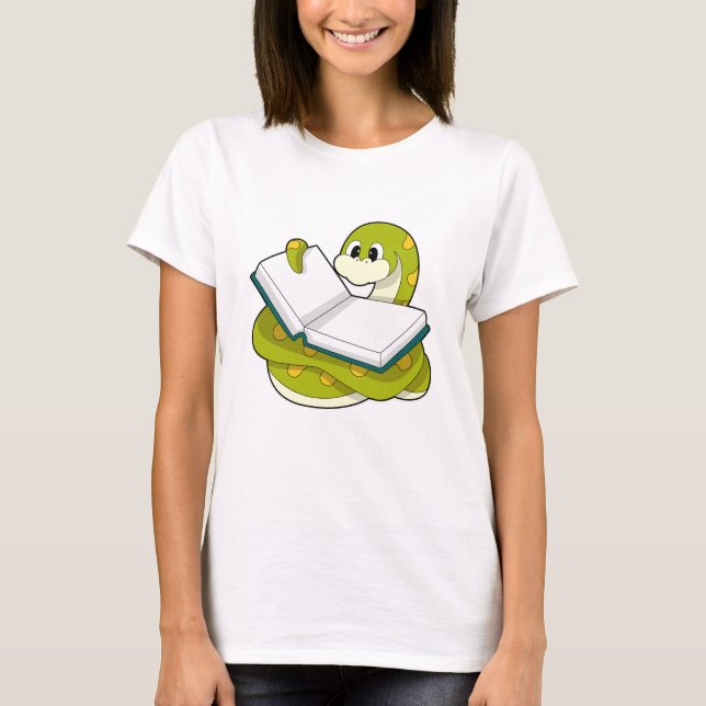 T-shirt Serpent à la lecture avec livre (Devant)