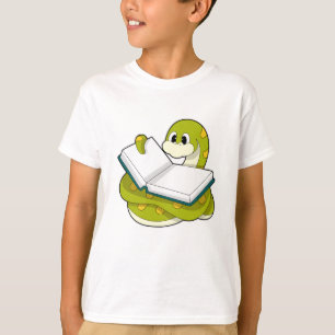 T-shirt Serpent à la lecture avec livre