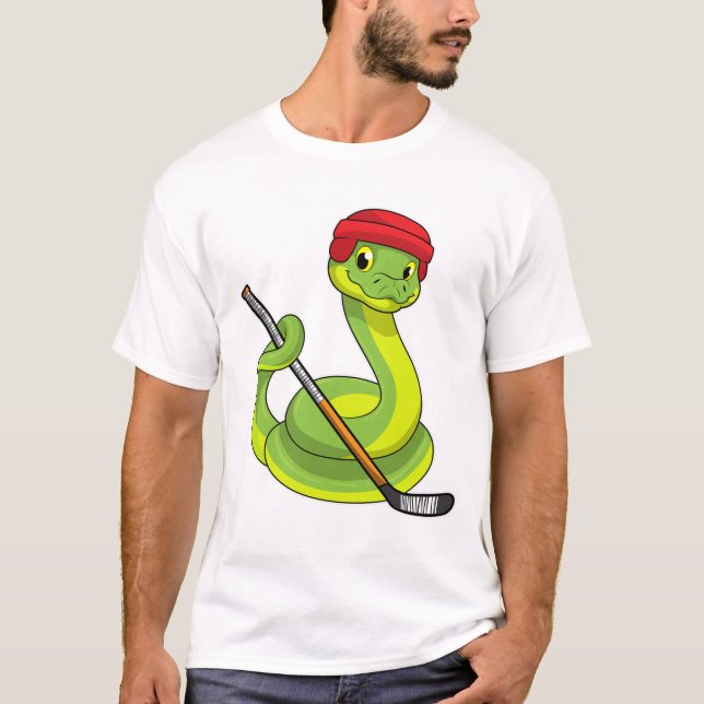 T-shirt Serpent au hockey sur glace avec bâton de hockey s (Devant)