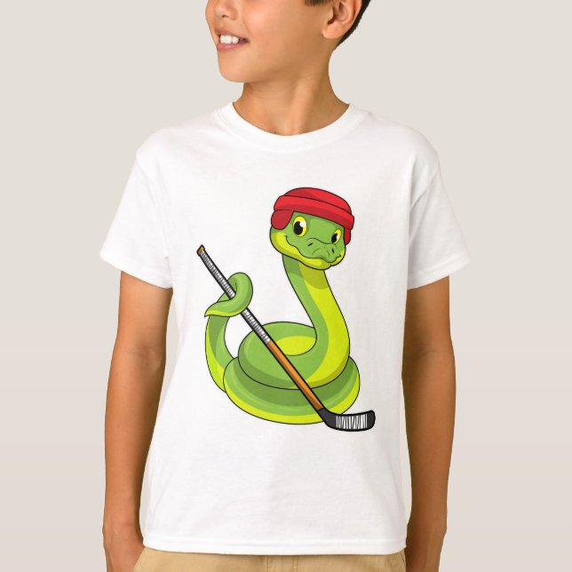 T-shirt Serpent au hockey sur glace avec bâton de hockey s (Devant)