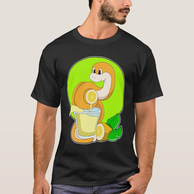 T-shirt Serpent avec un verre de jus de citron (Devant)