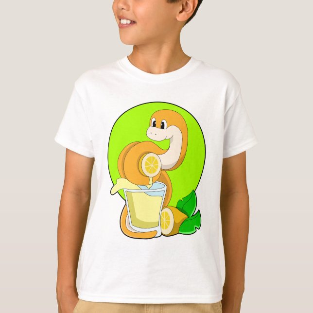 T-shirt Serpent avec verre de jus de citron (Devant)