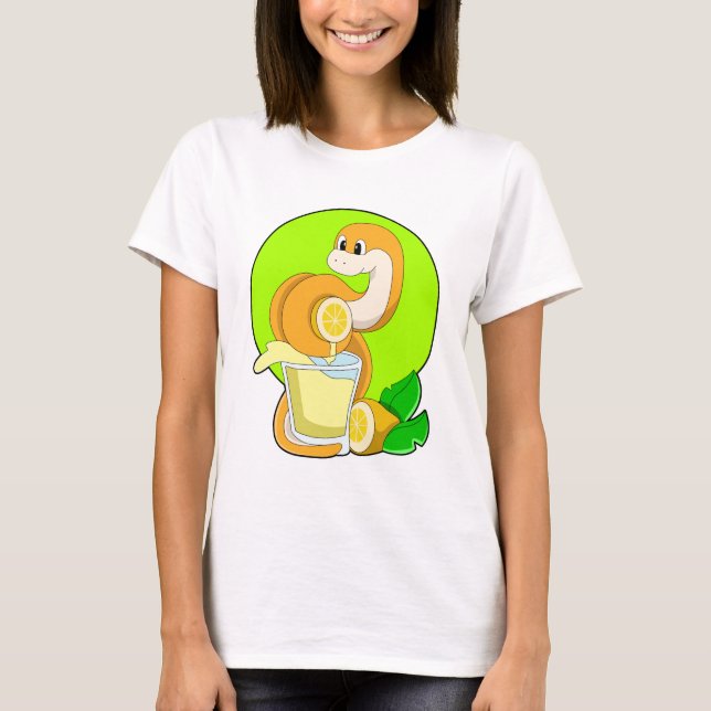 T-shirt Serpent avec verre de jus de citron (Devant)