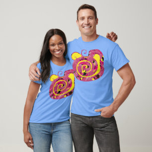 T-shirt serpent botanique floral rouge, année du serpent