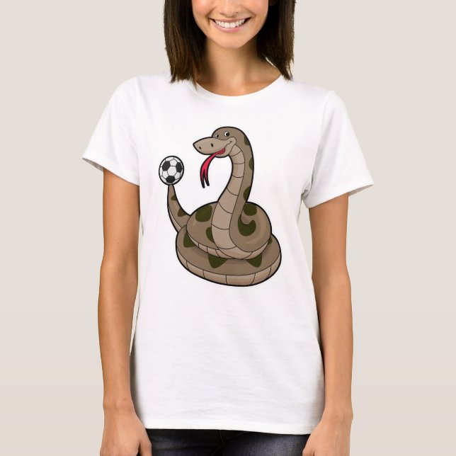 T-shirt Serpent comme joueur de football avec balle de foo (Devant)