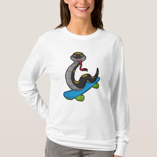 T-shirt Serpent comme patineur avec skateboard (Devant)