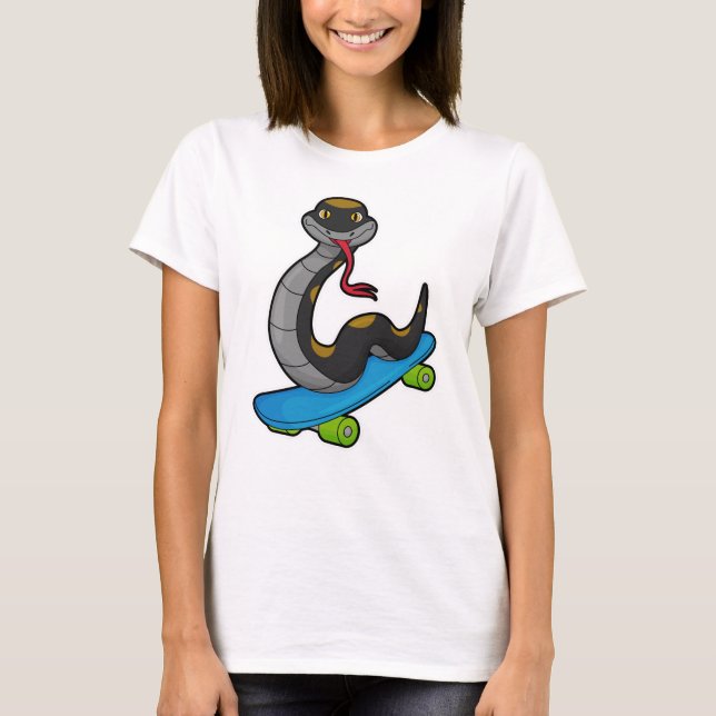 T-shirt Serpent comme patineur avec skateboard (Devant)