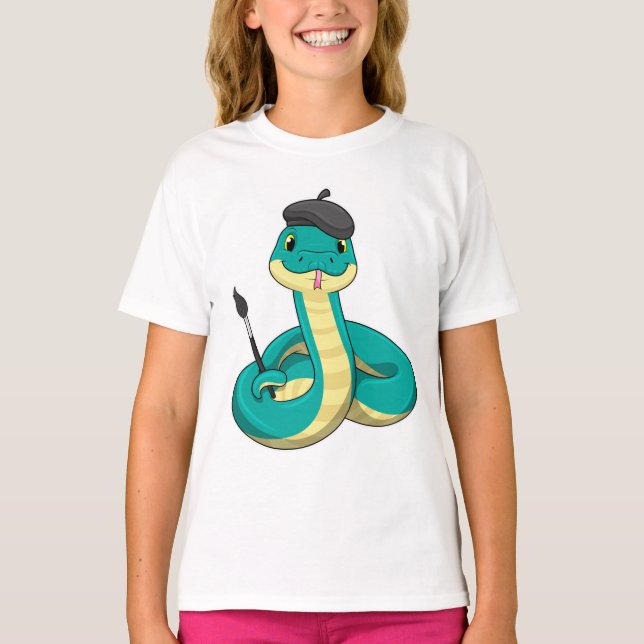 T-shirt Serpent comme peintre avec pinceau (Devant)