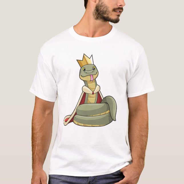 T-shirt Serpent comme roi avec Couronne (Devant)