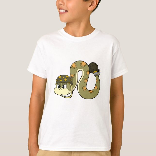 T-shirt Serpent comme soldat avec arme (Devant)