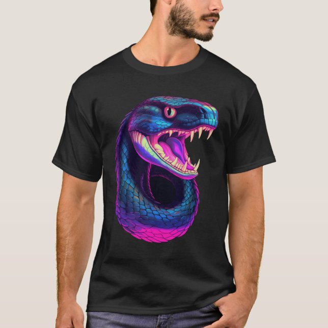 T-shirt Serpent de Cobra dans le style esthétique Vaporwav (Devant)
