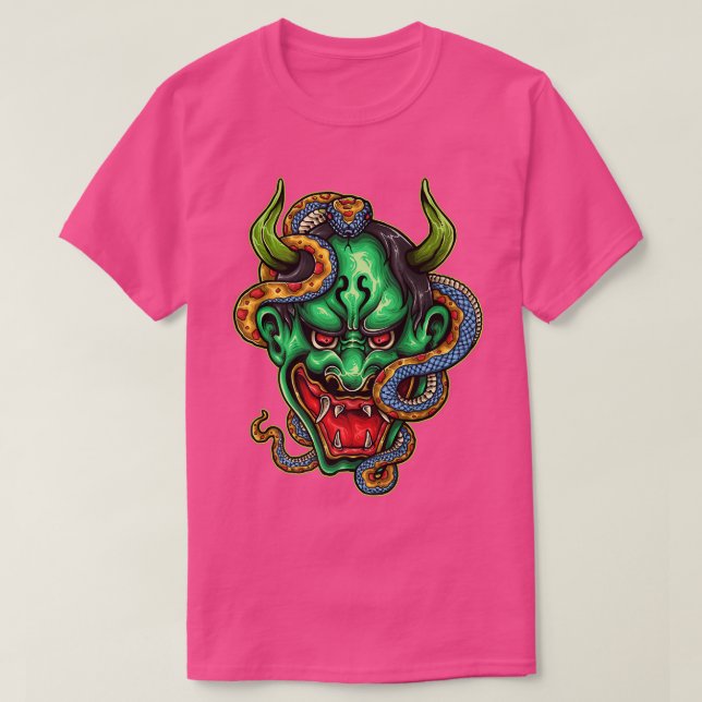 T-shirt Serpent démon japonais Oni Hannya (Design devant)
