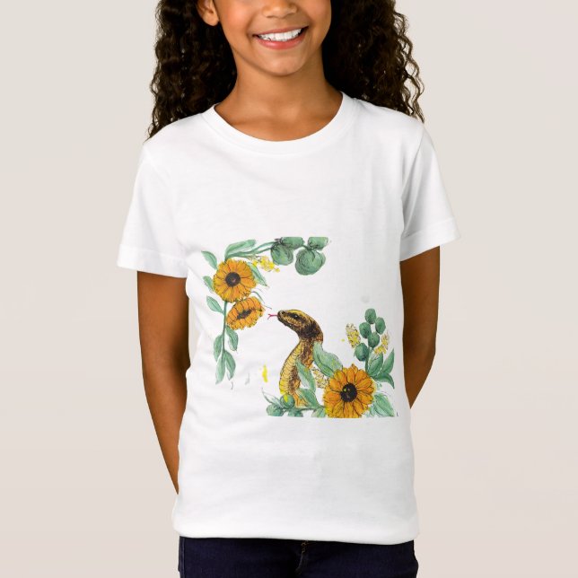 T-Shirt Serpent d'été dans les tournesols : Une aquarelle  (Devant)