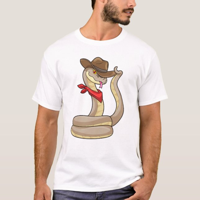 T-shirt Serpent en cowboy avec Écharpe (Devant)