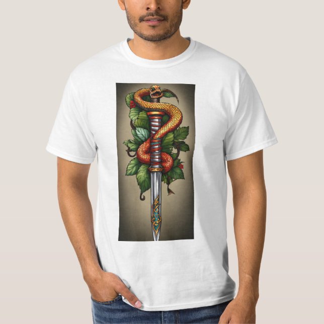 T-shirt Serpent enveloppé autour de la conception de tatou (Devant)