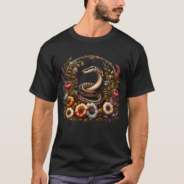 T-shirt Serpent esthétique Boho Floral Botanique Randonnée (Devant)