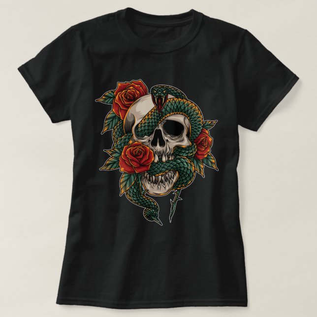 T-shirt Serpent et crâne (Design devant)