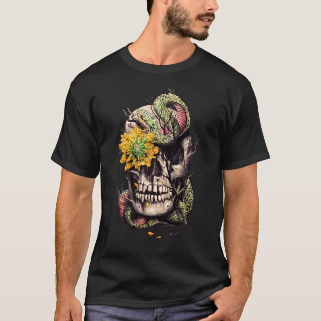 T-shirt Serpent et Crâne (Devant)