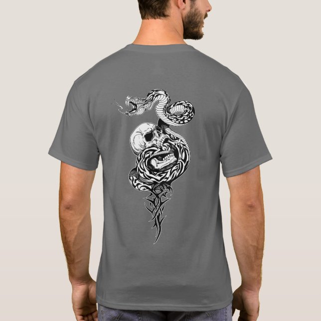 T-shirt serpent et crâne humain brisé (Dos)