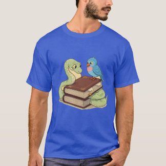 T-shirt Serpent et Oiseau Sage sur un livre drôle