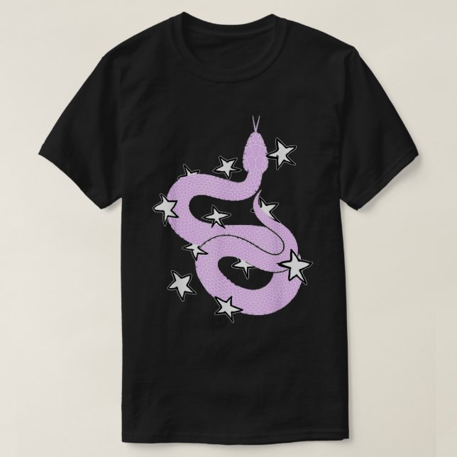 T-shirt Serpent rose avec étoiles Design (Design devant)