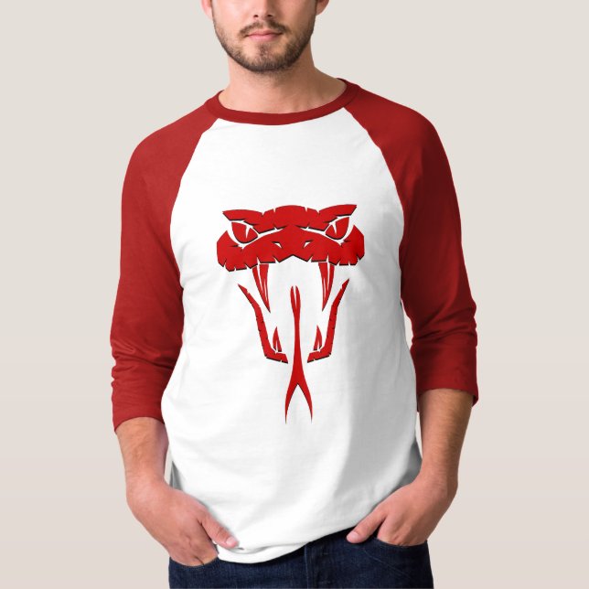 T-shirt Serpent Rouge Fierce Face 3/4 Manches Raglan T-Shi (Devant)