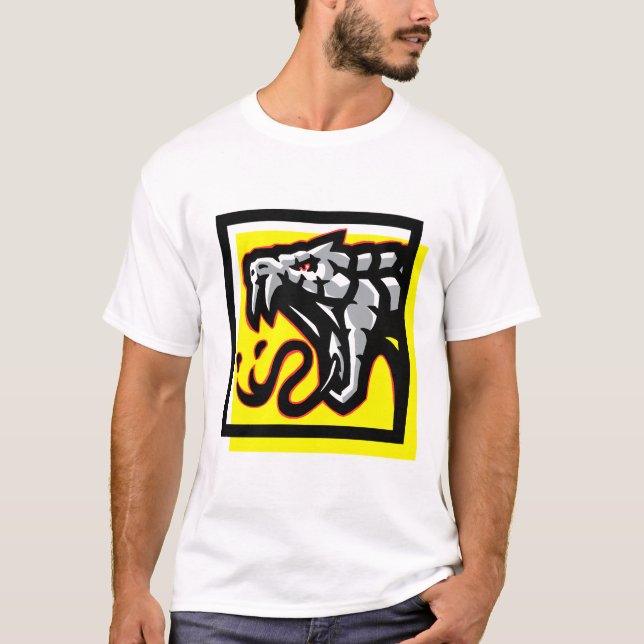 T-shirt Serpent venimeux noir jaune et rouge (Devant)
