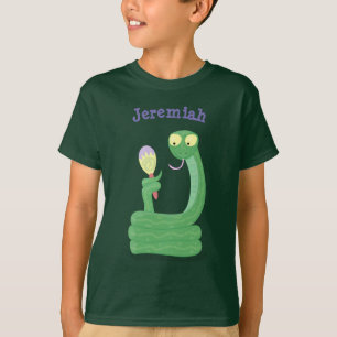 T-shirt Serpent vert amusant avec humour caricature maracc