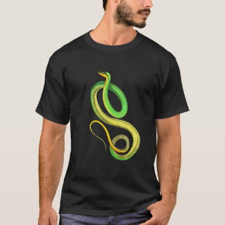 T-shirt Serpent Vert Jaune Réaliste Cute Coloré Animal