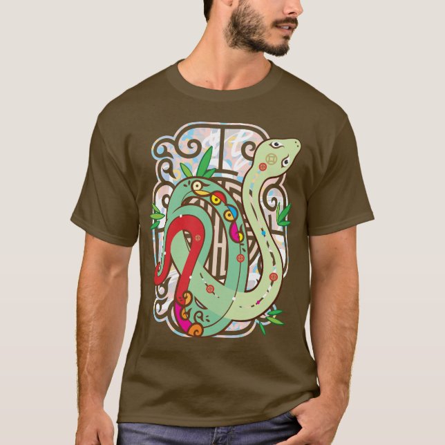 T-shirt Serpent zodiaque chinois coloré (Devant)