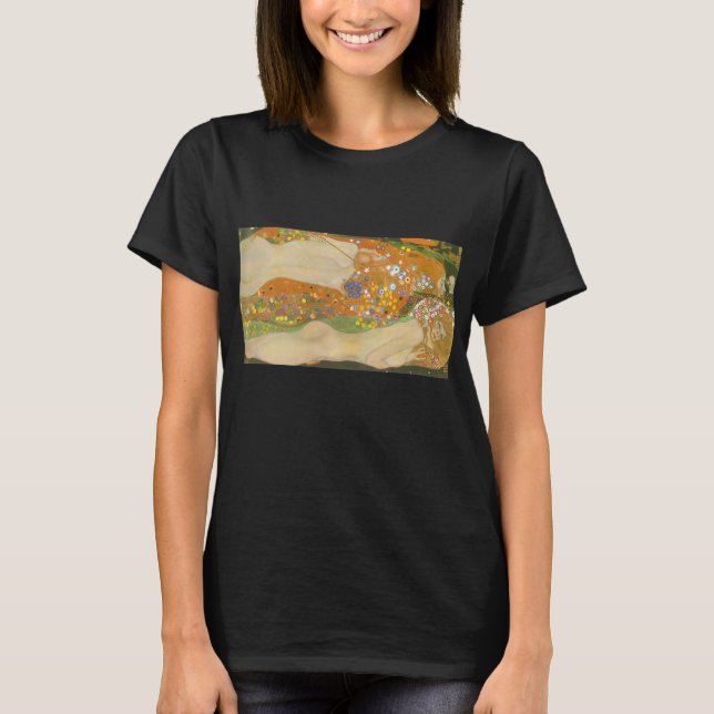 T-shirt Serpents d'eau II par Gustav Klimt, Art Nouveau (Devant)