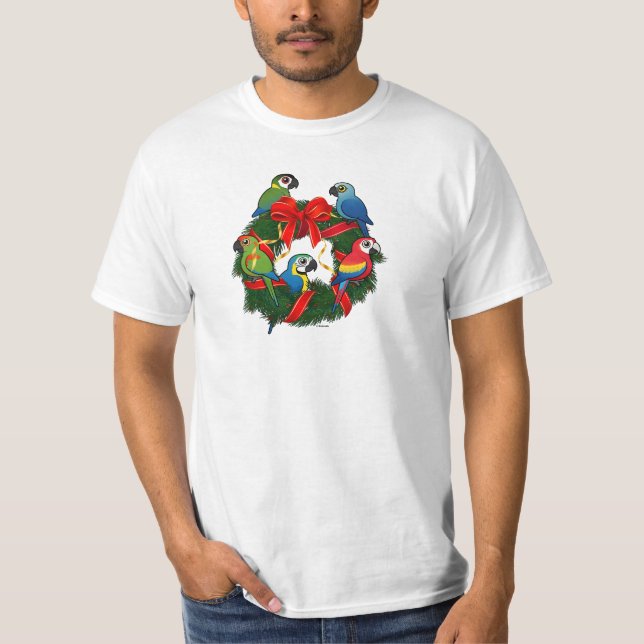 T-shirt Serre de Noël Birdorable Macaws (Devant)