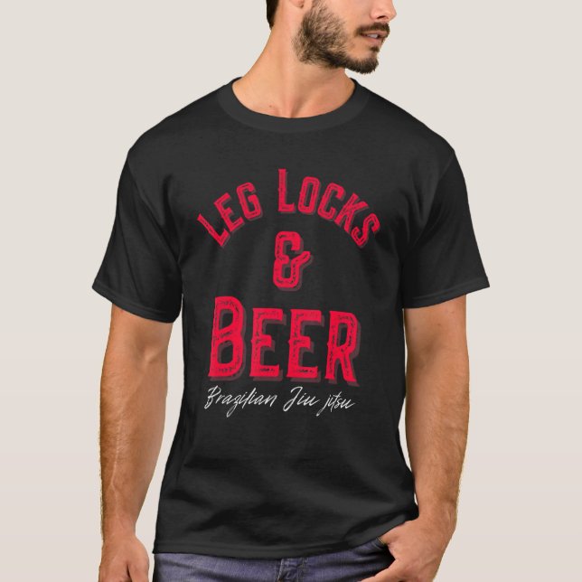 T-shirt Serrures de jambe et bière brésilienne Jiu Jitsu M (Devant)