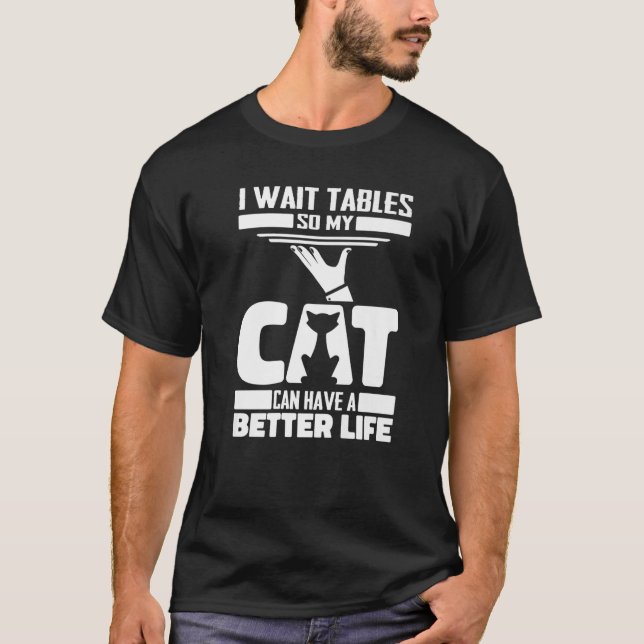 T-shirt Serveur Waitress Cat (Devant)