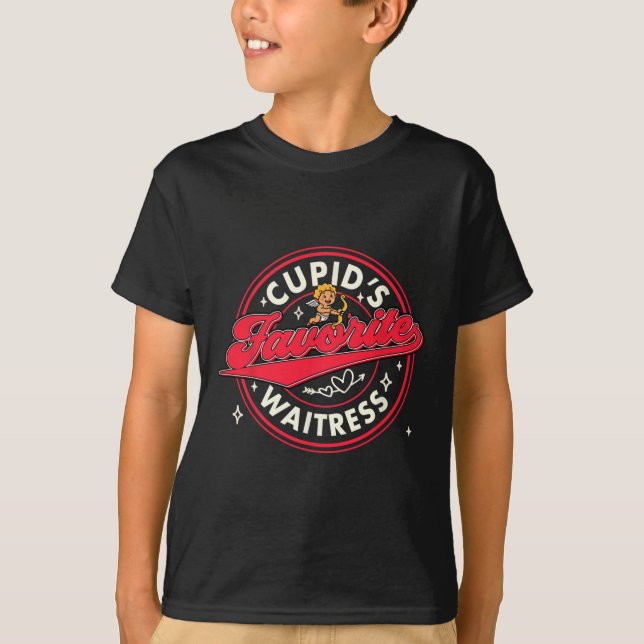 T-shirt Serveuse de la Saint-Valentin Tasse drôle de Cupid (Devant)