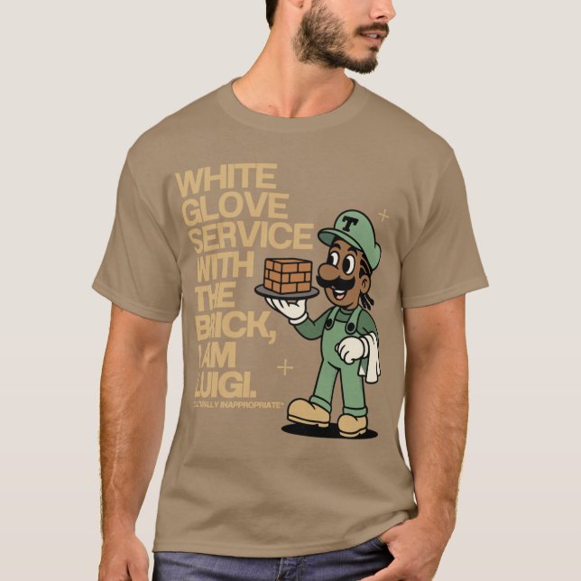 T-shirt Service de brique de gant blanc Conception de Clip (Devant)