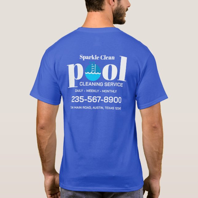 T-shirt Service de nettoyage de piscine (Dos)
