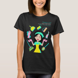 T-shirt Service de nettoyage jaune sarcelle Entretien quot