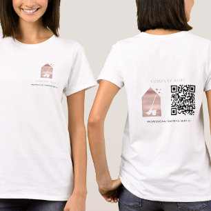 T-shirt Service de nettoyage Logo Rose Gold QR Code Blanc